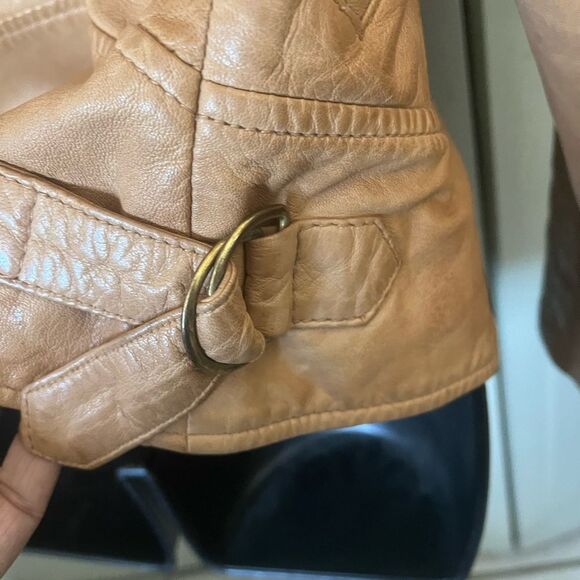 Danier Light Brown Leather Women's Jacket size SP - Picture 11 of 12